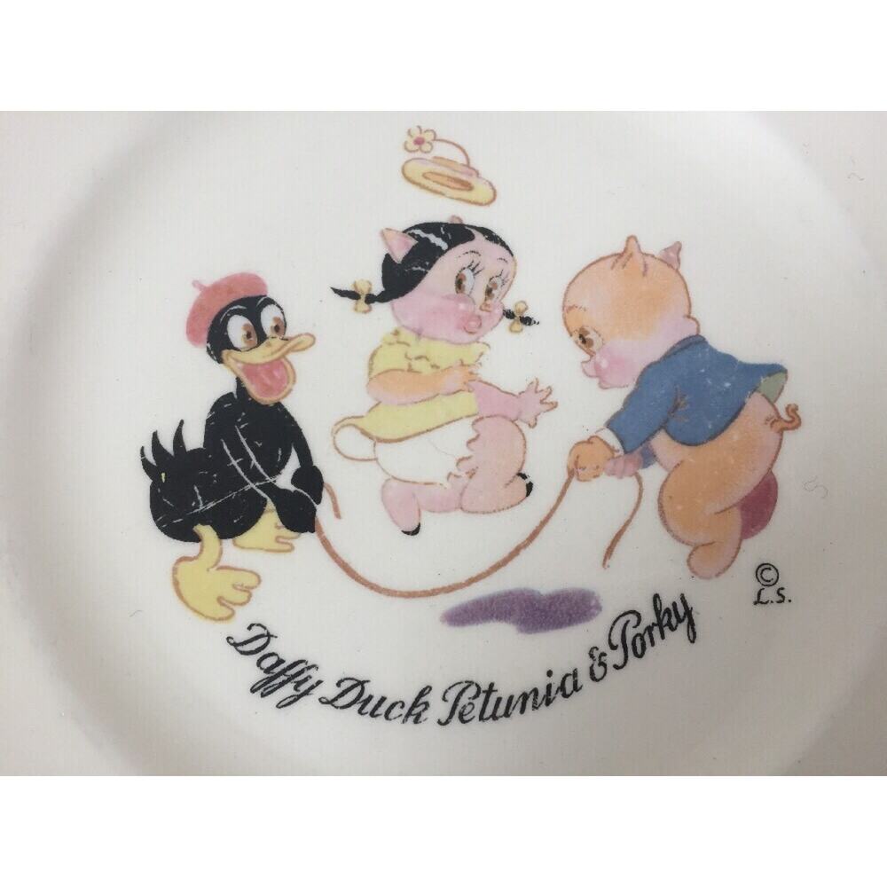 Antique 30s Vtg Edwin Knowles Looney Tunes Daffy Duck Petunia Porky Pig Plate 7"